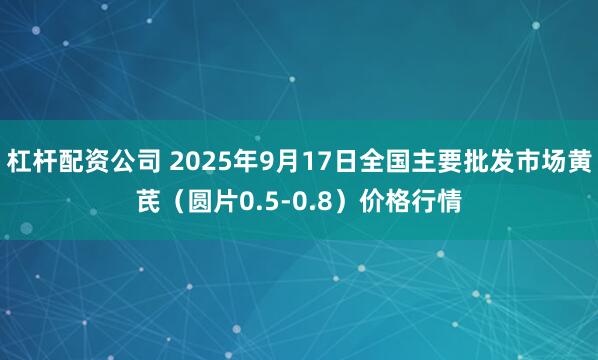 杠杆配资公司 2025年9月17日全国主要批发市场黄芪（圆片0.5-0.8）价格行情