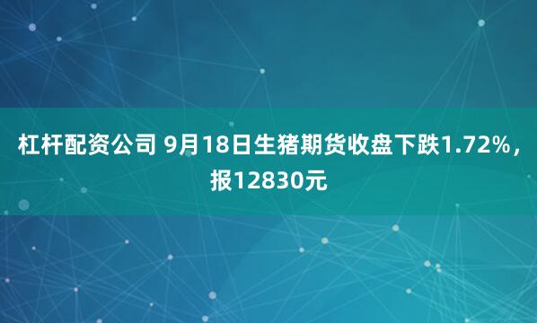 杠杆配资公司 9月18日生猪期货收盘下跌1.72%，报12830元
